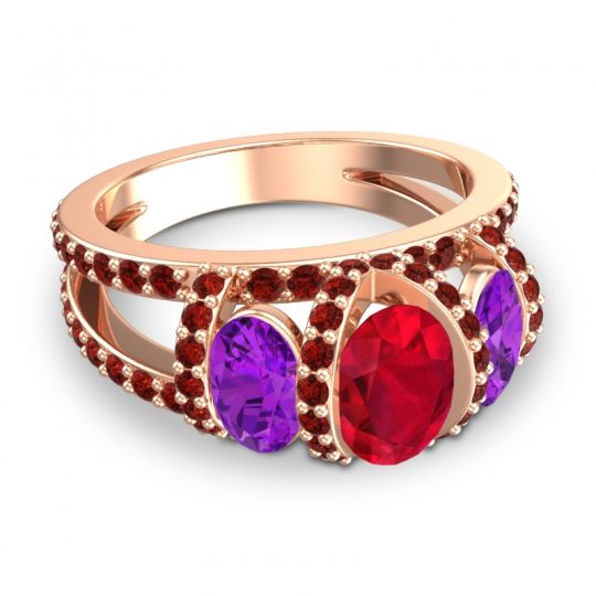 Three Stone Oval Pave Vapra Ring