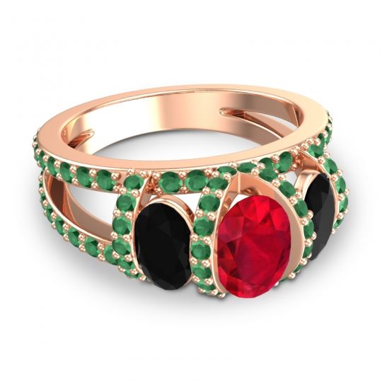 Three Stone Oval Pave Vapra Ring