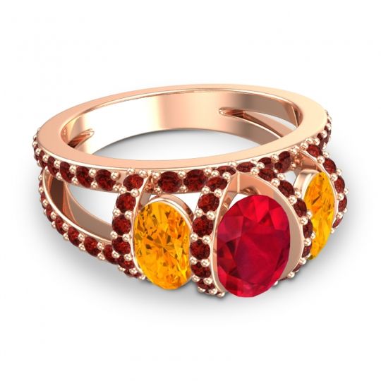 Three Stone Oval Pave Vapra Ring