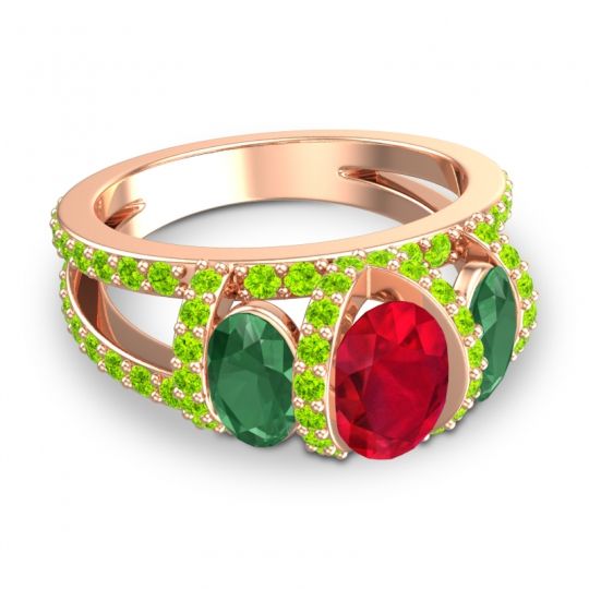 Three Stone Oval Pave Vapra Ring