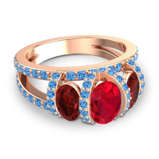 Three Stone Oval Pave Vapra Ring