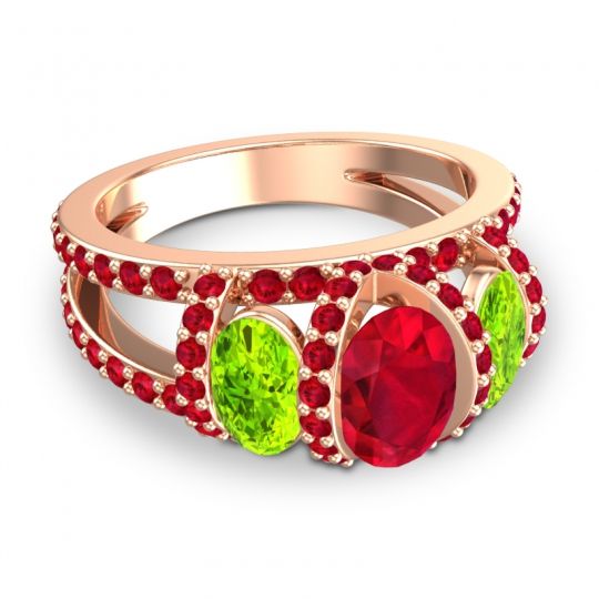 Three Stone Oval Pave Vapra Ring