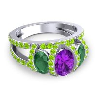 Three Stone Oval Pave Vapra Ring