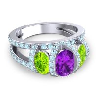 Three Stone Oval Pave Vapra Ring