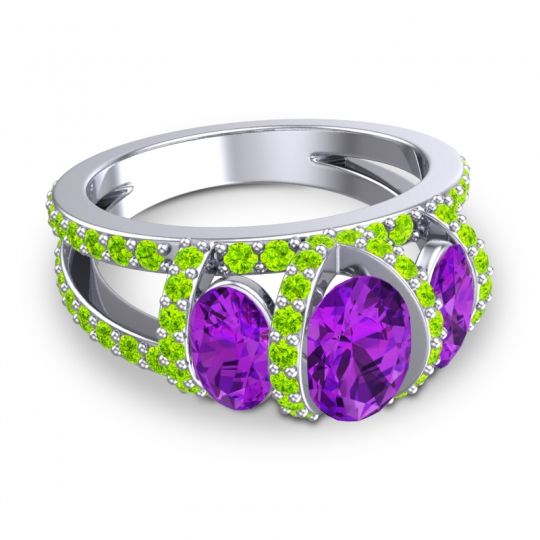 Three Stone Oval Pave Vapra Ring