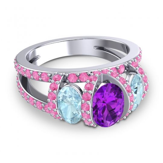 Three Stone Oval Pave Vapra Ring