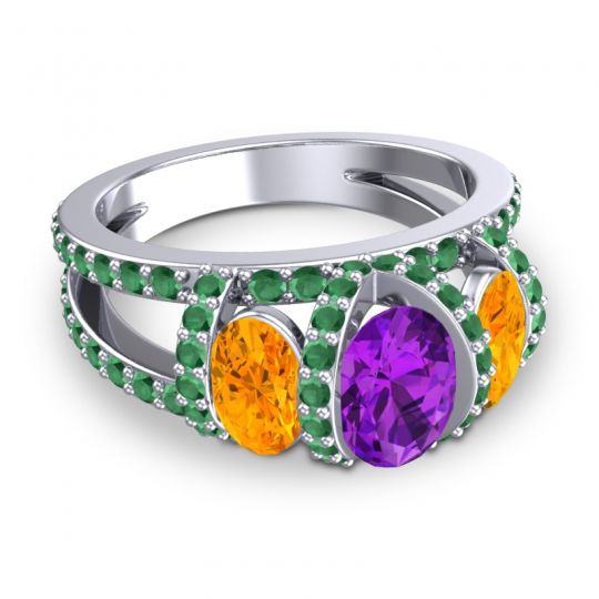 Three Stone Oval Pave Vapra Ring