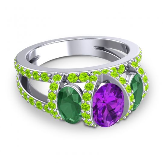 Three Stone Oval Pave Vapra Ring