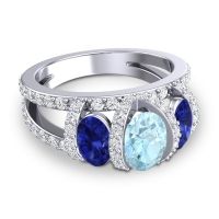 Three Stone Oval Pave Vapra Ring