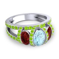 Three Stone Oval Pave Vapra Ring