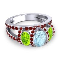 Three Stone Oval Pave Vapra Ring