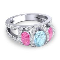 Three Stone Oval Pave Vapra Ring