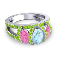 Three Stone Oval Pave Vapra Ring