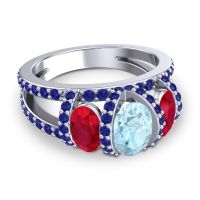 Three Stone Oval Pave Vapra Ring