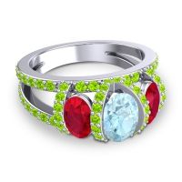 Three Stone Oval Pave Vapra Ring