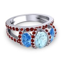 Three Stone Oval Pave Vapra Ring