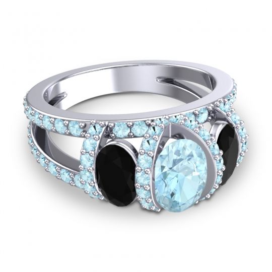 Three Stone Oval Pave Vapra Ring