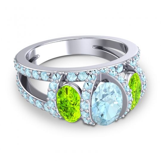 Three Stone Oval Pave Vapra Ring