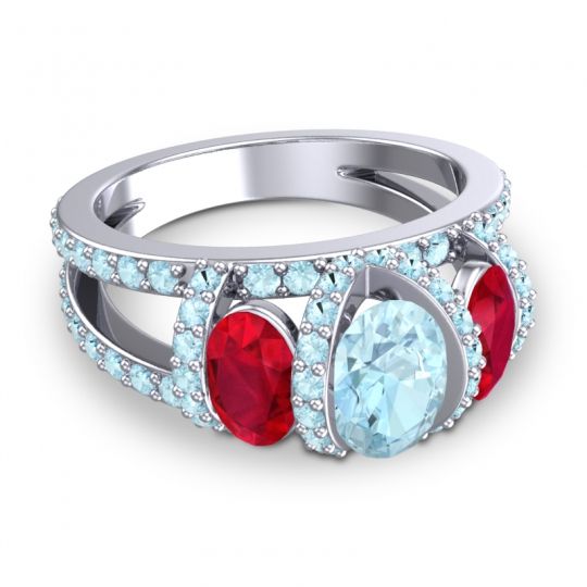 Three Stone Oval Pave Vapra Ring