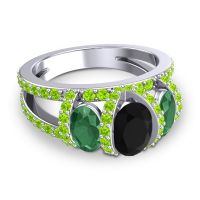 Three Stone Oval Pave Vapra Ring