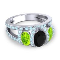Three Stone Oval Pave Vapra Ring