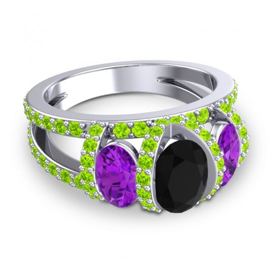 Three Stone Oval Pave Vapra Ring