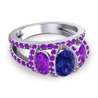 Three Stone Oval Pave Vapra Ring