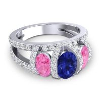 Three Stone Oval Pave Vapra Ring