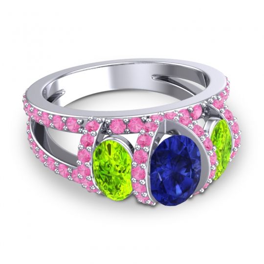 Three Stone Oval Pave Vapra Ring