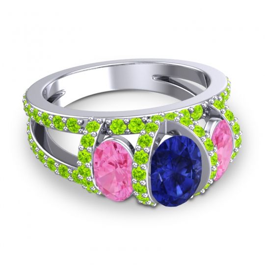 Three Stone Oval Pave Vapra Ring