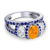 Three Stone Oval Pave Vapra Ring