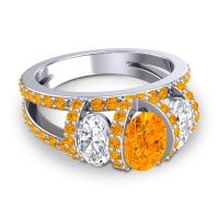 Three Stone Oval Pave Vapra Ring