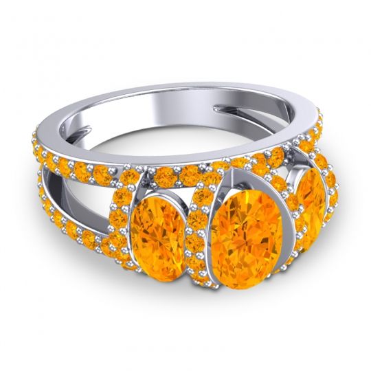 Three Stone Oval Pave Vapra Ring