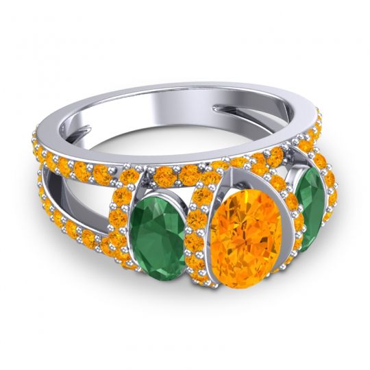 Three Stone Oval Pave Vapra Ring