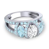 Three Stone Oval Pave Vapra Ring