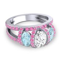 Three Stone Oval Pave Vapra Ring