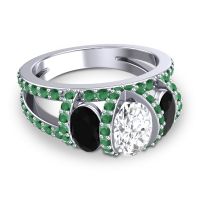Three Stone Oval Pave Vapra Ring