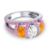 Three Stone Oval Pave Vapra Ring