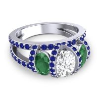 Three Stone Oval Pave Vapra Ring