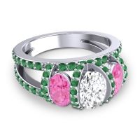 Three Stone Oval Pave Vapra Ring