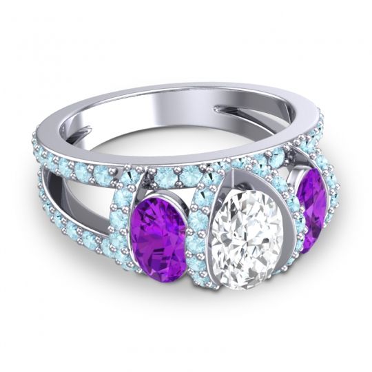 Three Stone Oval Pave Vapra Ring