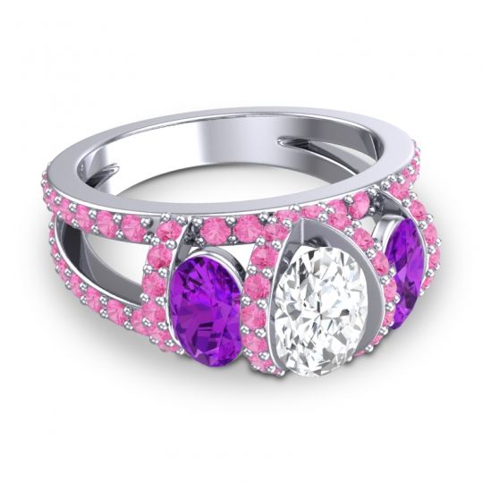 Three Stone Oval Pave Vapra Ring