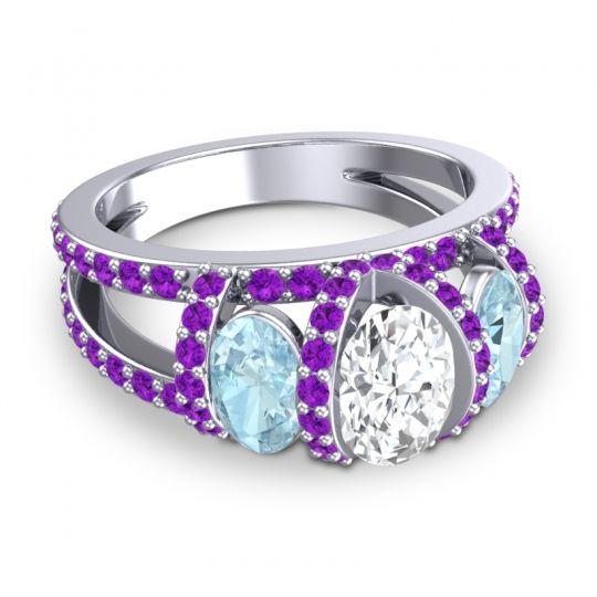 Three Stone Oval Pave Vapra Ring