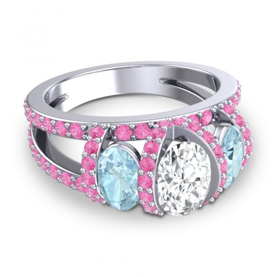 Three Stone Oval Pave Vapra Ring