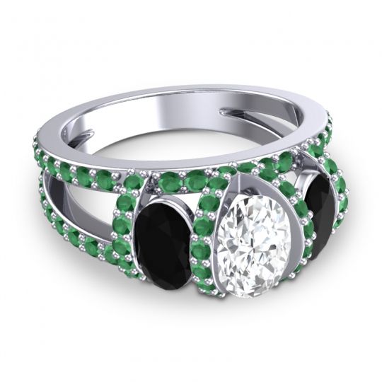Three Stone Oval Pave Vapra Ring