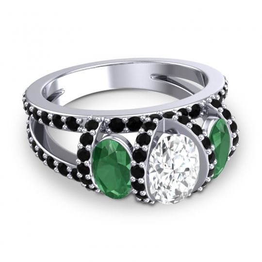 Three Stone Oval Pave Vapra Ring