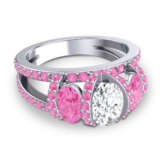 Three Stone Oval Pave Vapra Ring