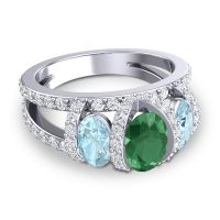 Three Stone Oval Pave Vapra Ring