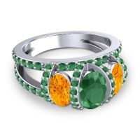 Three Stone Oval Pave Vapra Ring