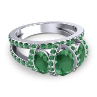 Three Stone Oval Pave Vapra Ring